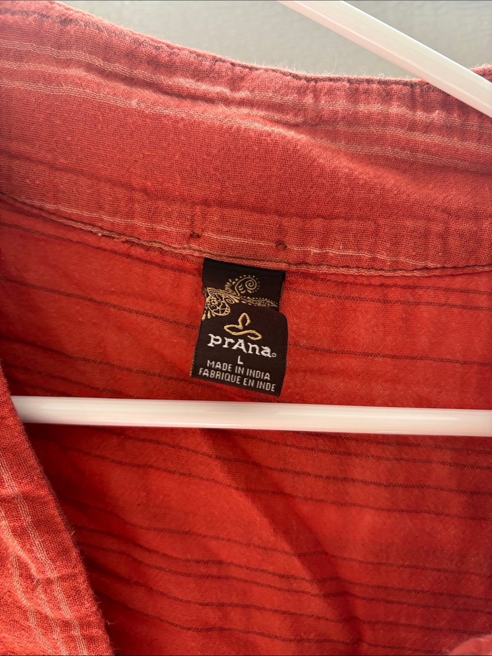 Prana Burnt Orange Striped V-Neck Tunic - Picture 2 of 6